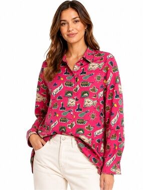 Nice Things Paloma S Capri Italy Print Cotton Button Shirt EU 46 L XL